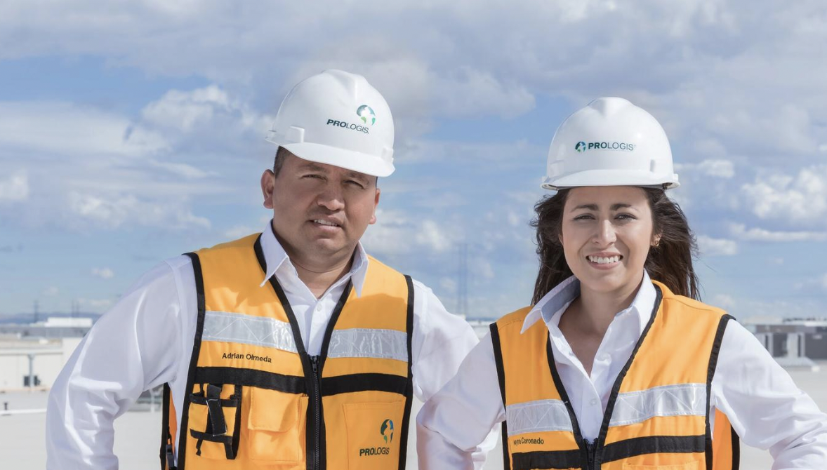 Two Prologis workers in hard hats