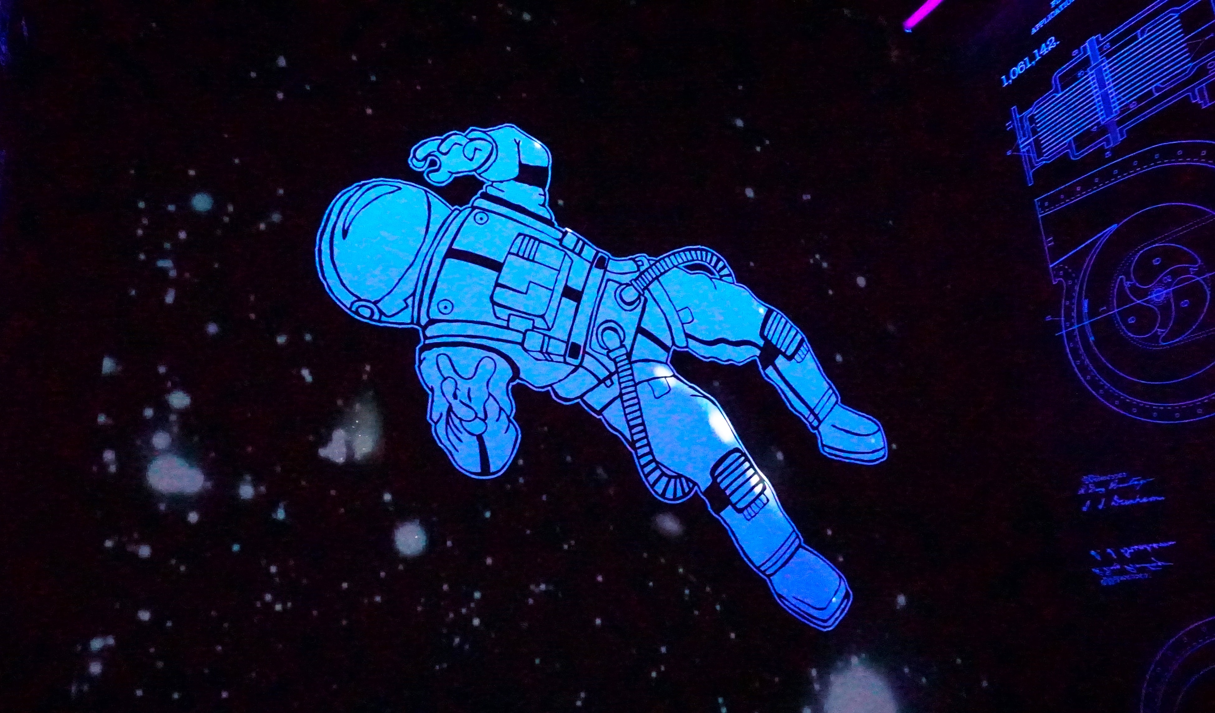 Drawing of an astronaut floating in space