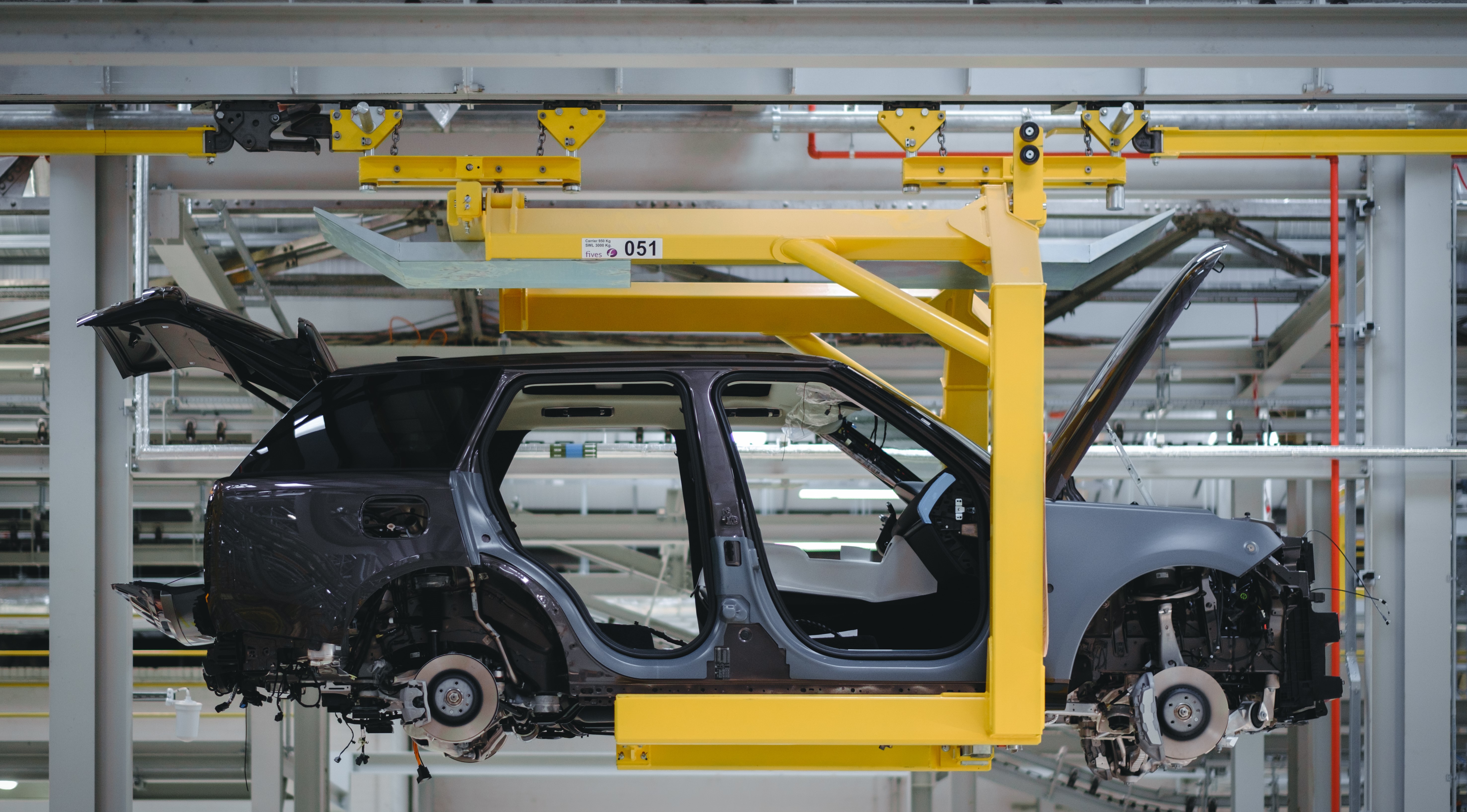 Car under construction in Jaguar Land Rover plant