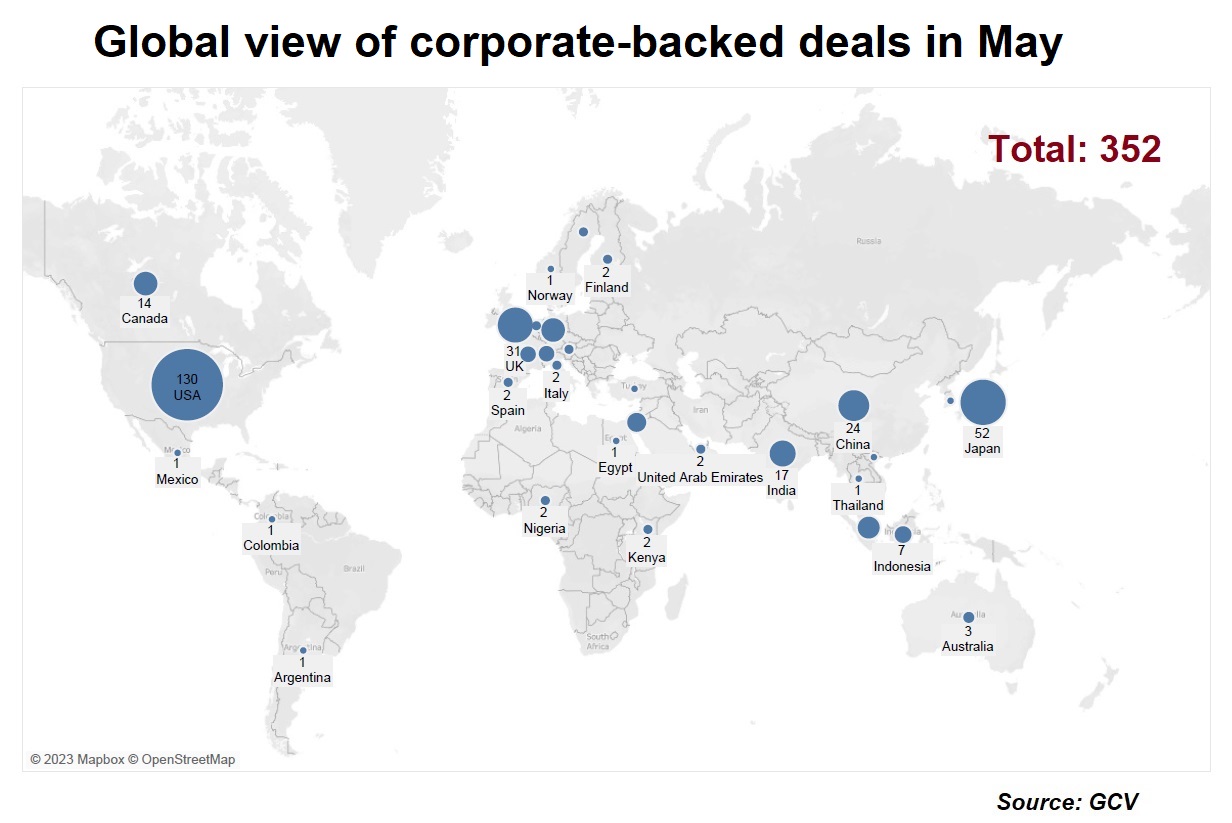 Global view of CVC deals in May 2023. Source: GCV