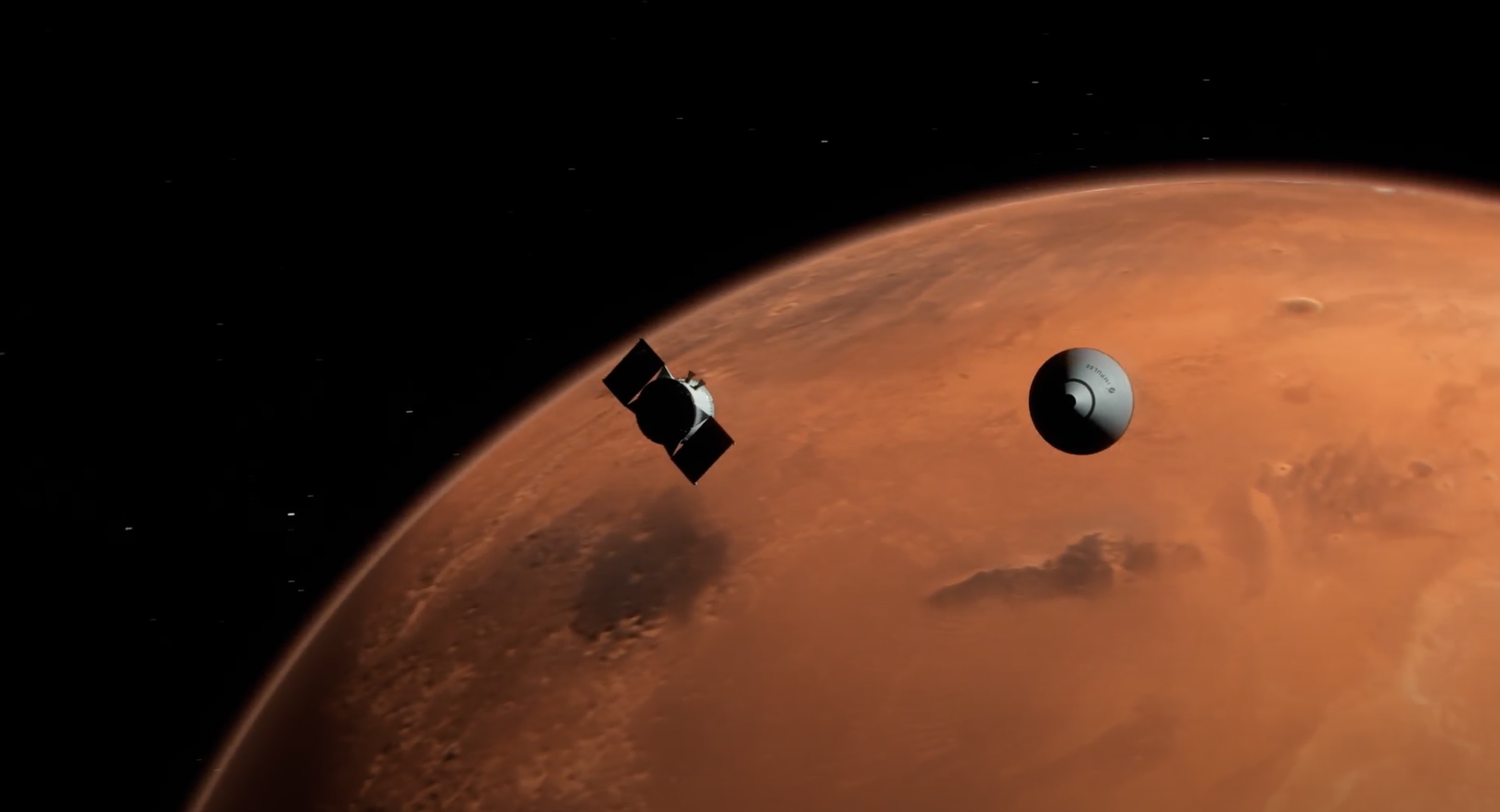 Rendering of spacecraft heading into Mars' orbit