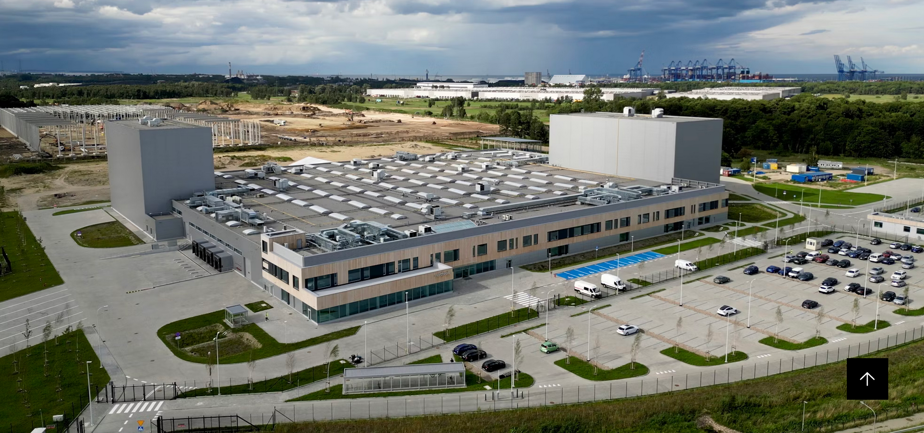 Aerial view of Northvolt gigafactory in Poland