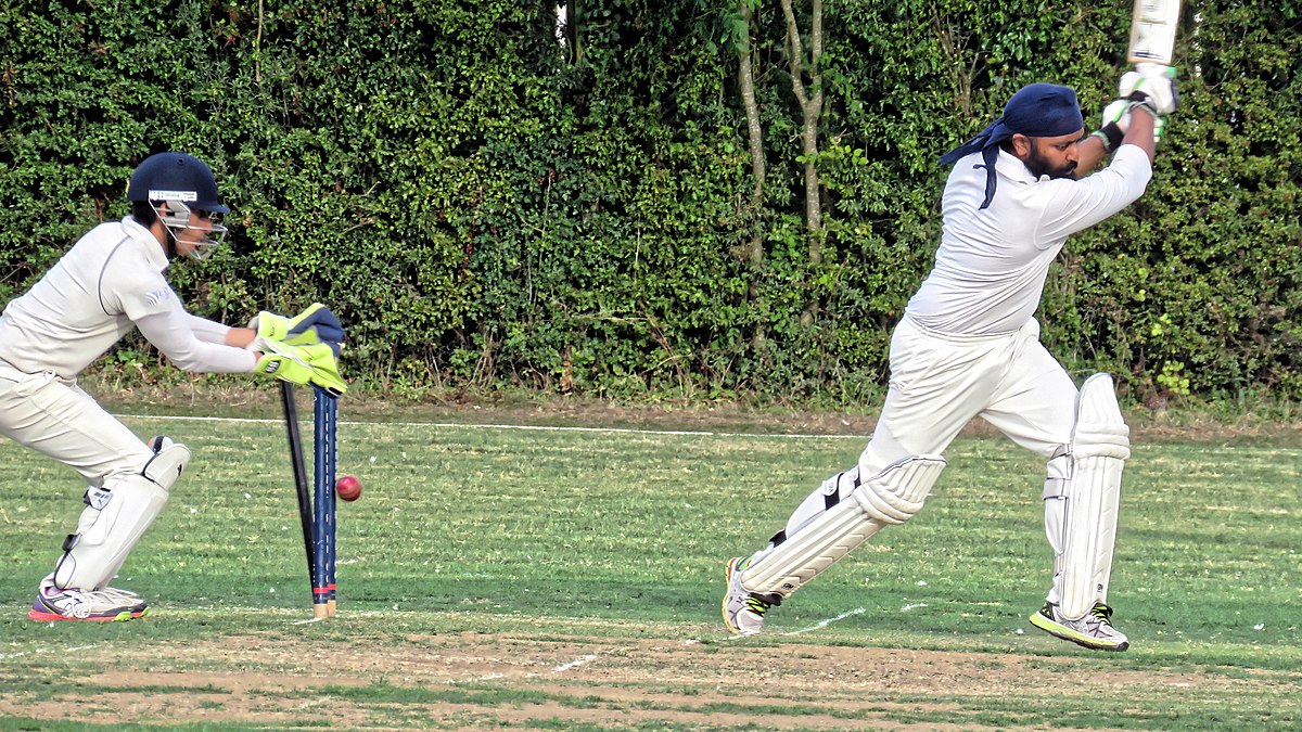Batsman bowled out in amateur cricket game