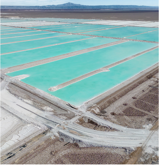 Lithium fields in the Atacama desert in Chile, South America