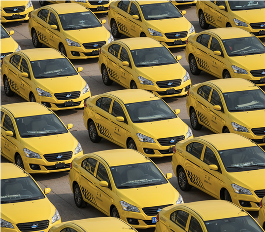 Yellow cars in China