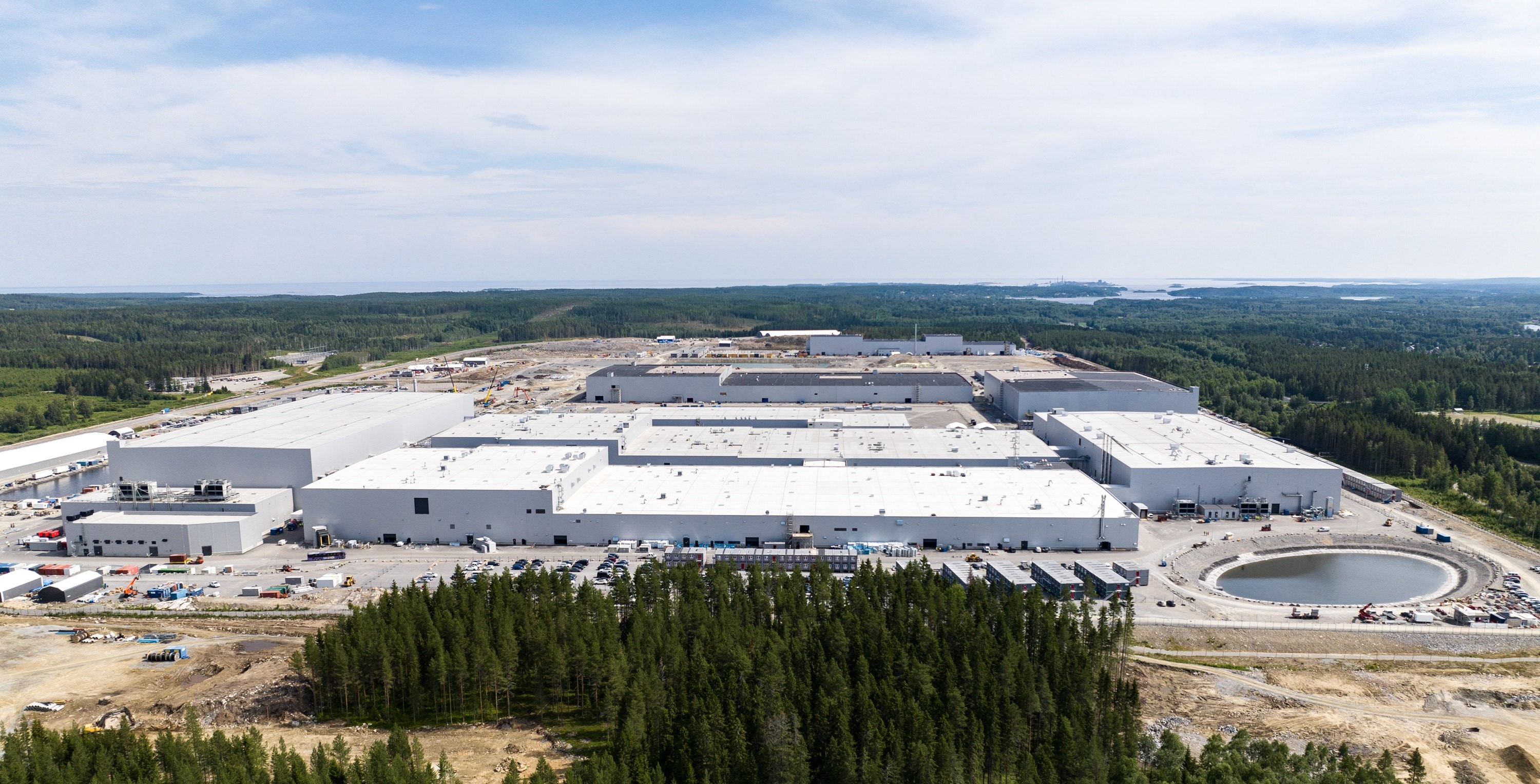 Aerial view of Northvolt Ett battery production plant
