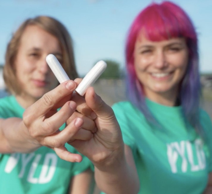 Vyld's founders hold up their algae tampon