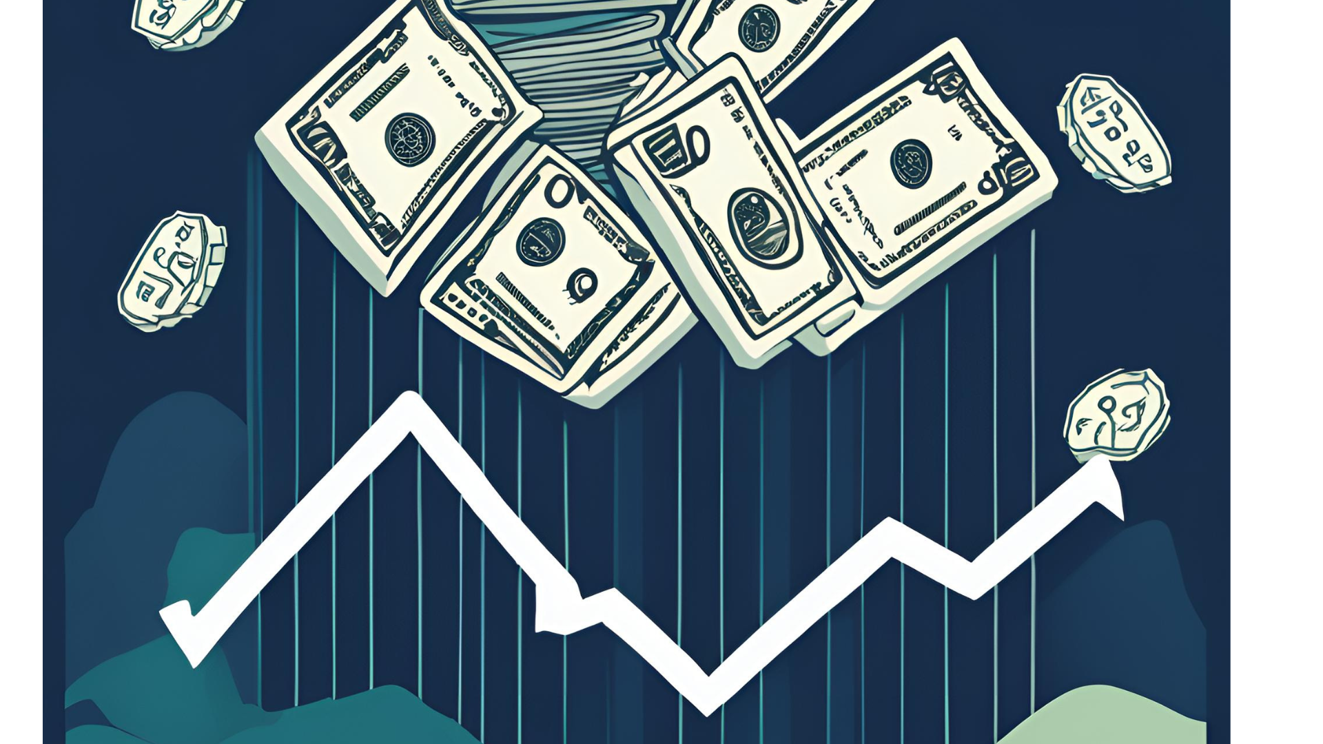 Abstract lead image showing money going down over a line chart