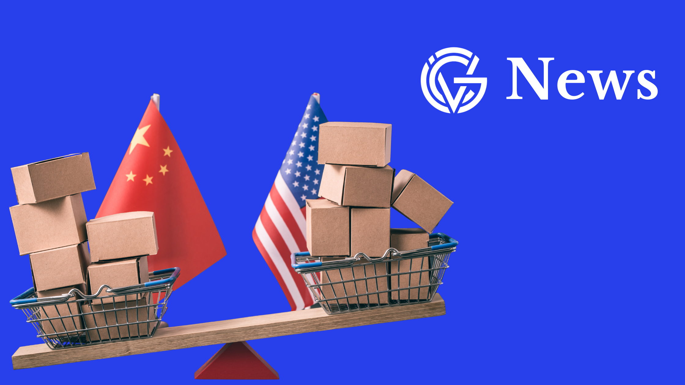 China and US flags on a scale