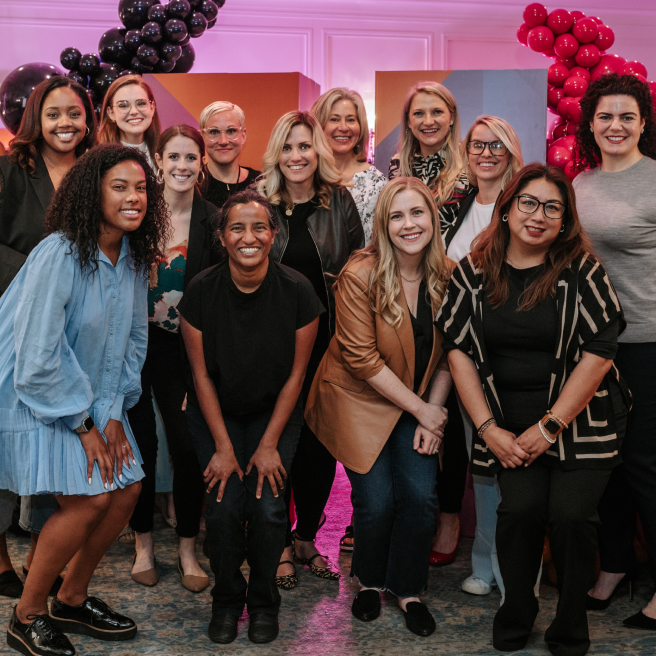 A group of women posing for a photo at HearstLab's Pitch LA event