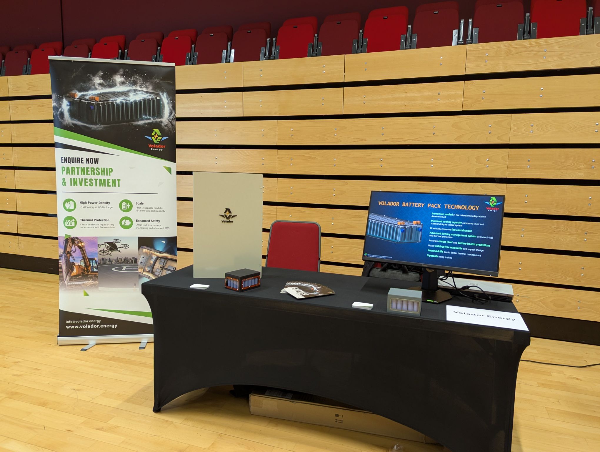 Volador Energy's stand from The cross-sector battery showcase at De Montfort University