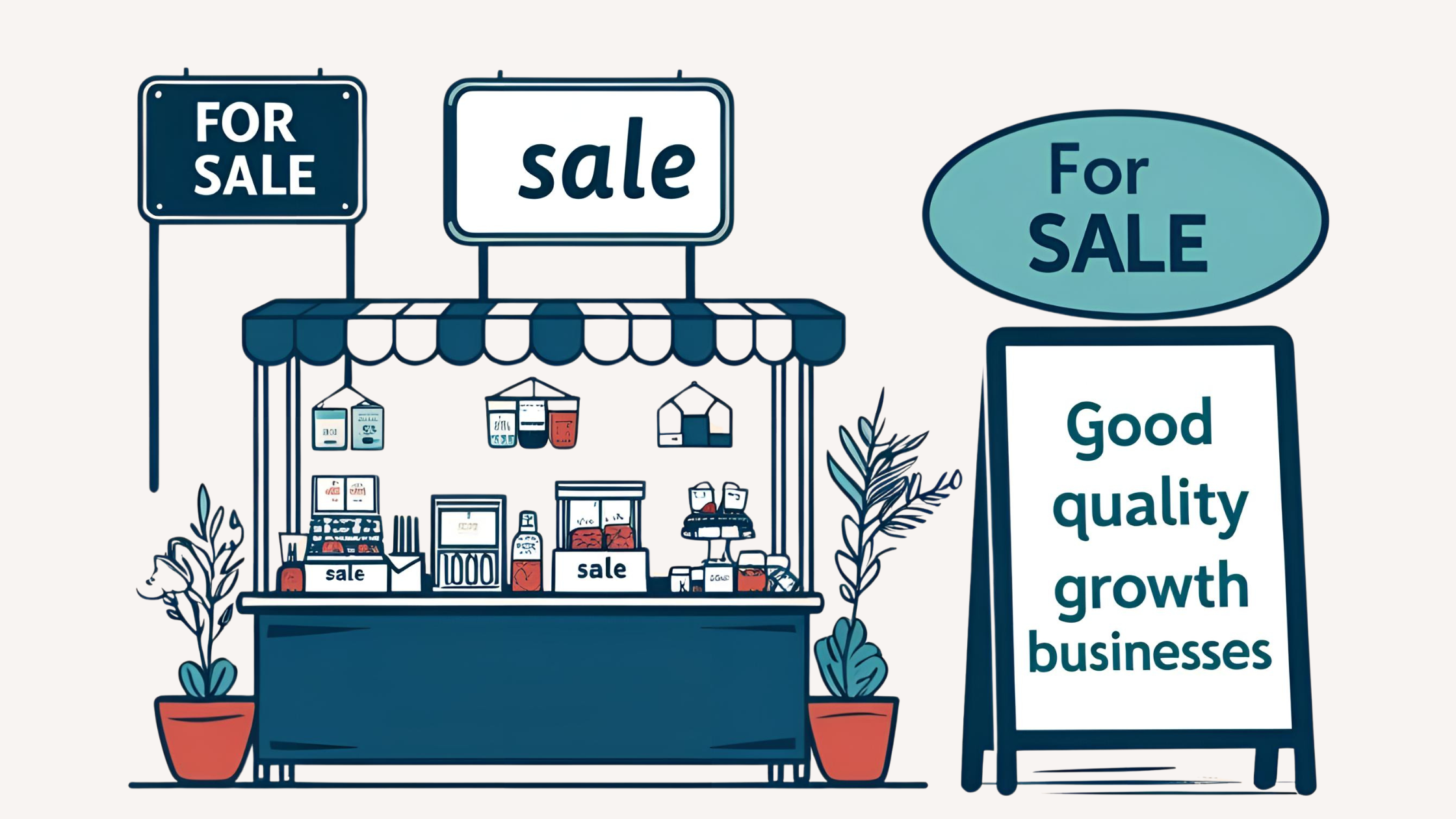 A stall selling products advertised as good quality growth businesses