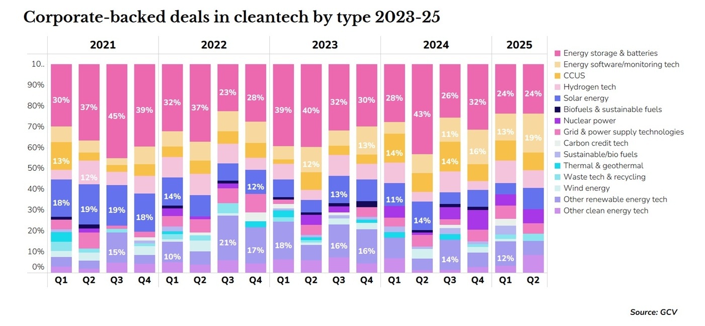 Cleantech investments by type
