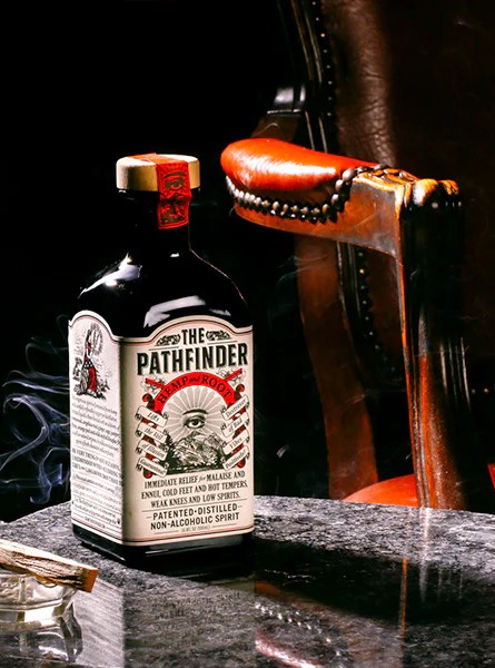 A bottle of Pathfinder Hemp & Root on a table