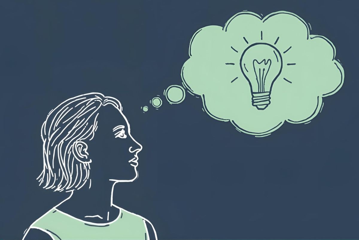 thought bubble with a light bulb, good idea