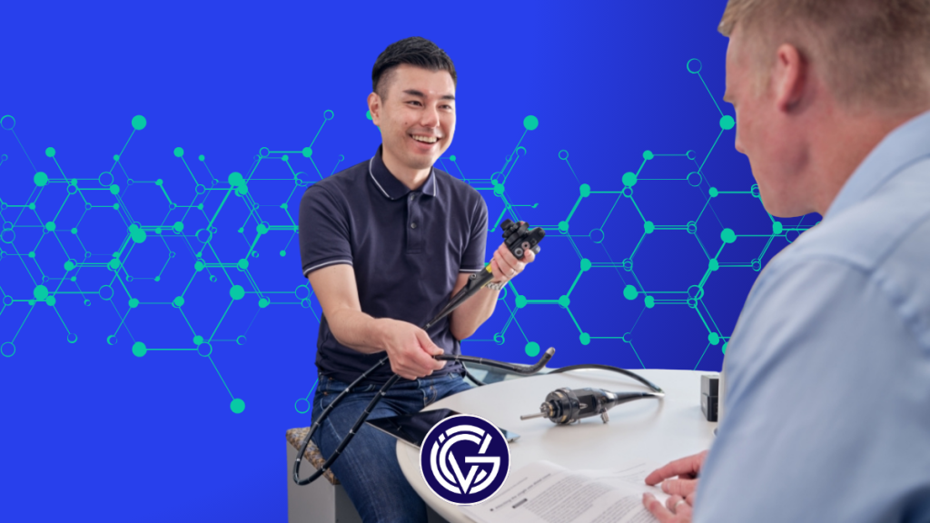 A man holding a stethoscopic device in the GCV news template