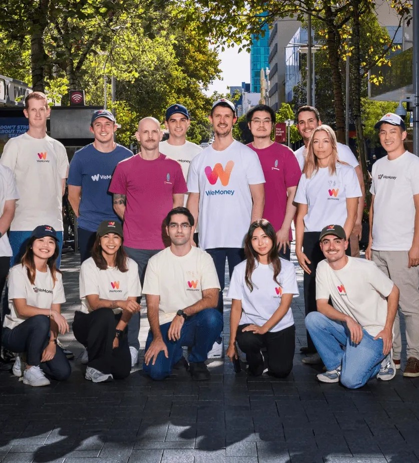 The WeMoney team in company merch